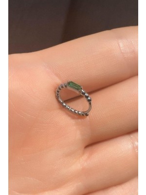 Spossy Silver Jewelry Dikdörtgen Taşlı Halka Küpe