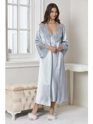 Yeni Pierre Cardin 6425 Saten Gecelik Sabahlık Pijama Takım Şort Takım 6'lı Gelin Çeyiz Seti