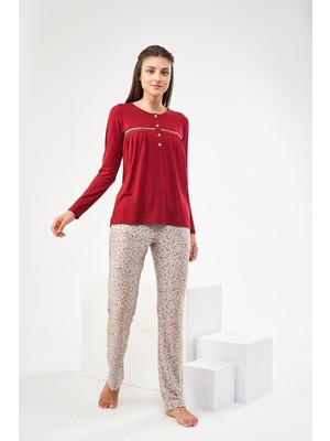 Pjs 22425 Kadın Düz Dantelli Patlı Pijama Takım