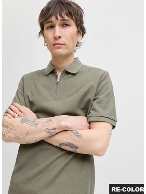 Jack & Jones Yeşil Erkek Polo T-Shirt 12279177 Jjeaustın Zıp Polo Ss Noos