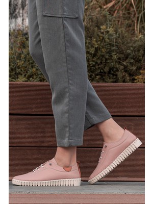 Panorama Dikiş Detaylı Ortopedik Deri Kadın Sneaker