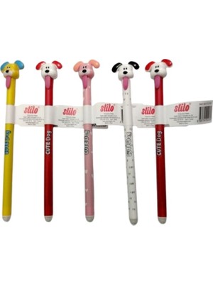 Stilo Köpek Figürlü Silinebilir Jel Kalem Mavi Karışık - 3 Adet