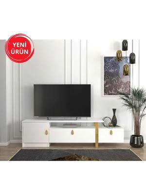 Dekorister Aramis Tv Sehpası Beyaz - Gold