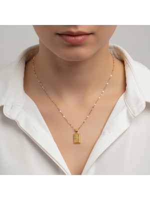 Diamine Pırlanta 14 Ayar Altın Kalın Aynalı Zincir Mini Külçe Kolye