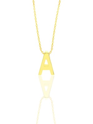 Söğütlü Silver Minimal A Harf Kolye 925 Ayar Gümüş Altın Yaldızlı İsim - Harfler Temalı