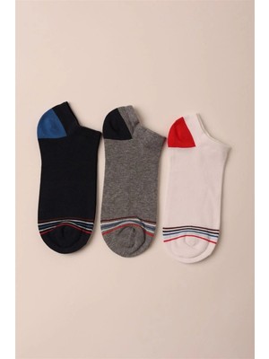 Katia & Bony 3 Lü Paket Retro Erkek Patik Çorap Beyaz/lacivert/grey