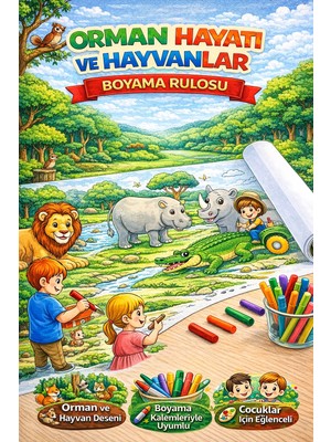 Haydi Dekor 🏞️ “Orman Hayvanlarını Boyuyorum – 5 Metrelik Dev Orman Hayatı Boyama Rulosu | Çocuklar İçin Eğitici ve Eğlenceli Etkinlik Kağıdı” 🦁🌳🦜