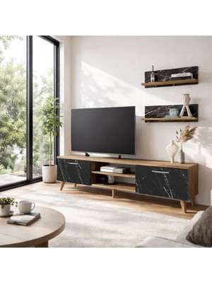 Dekorister Ayden Tv Ünitesi Ceviz-Mermer