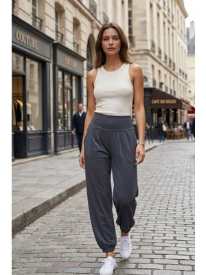 Mossta Modern Kesim Yüksek Bel Günlük Pantolon - Antrasit