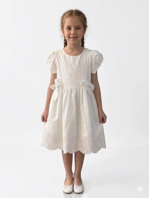 Queen Kids 2824  Kız Çocuk Fisto Brode Elbise