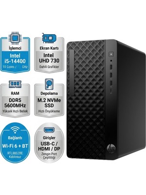Hp Prodesk 2 G1I Intel Core I5-14400 16GB 512GB SSD Freedos Masaüstü Bilgisayar B70VQAT 001