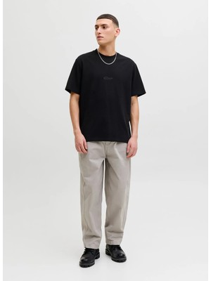 Jack & Jones Bisiklet Yaka Siyah Erkek T-Shirt 12289911 Jcofusıon Back Tee Cneck