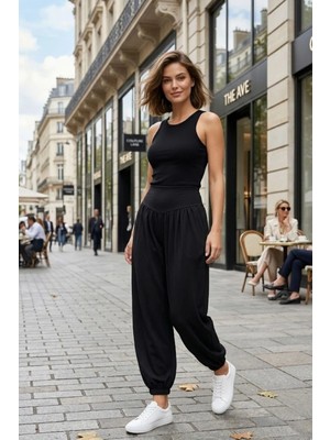 Mossta Modern Kesim Yüksek Bel Günlük Pantolon - Siyah