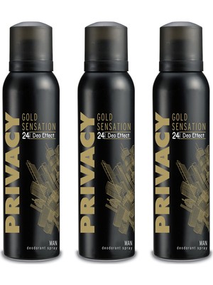 Privacy Gold Men 3x150ml Sprey Deodorant 24 Saat Süren Koku ile Erkek Kullanıcılar İçin