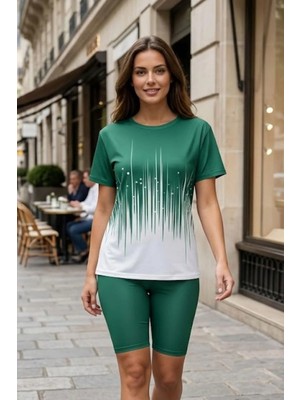 Mossta Modern Desenli Rahat Kesim Ikili Takım - Yeşil