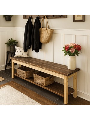 Vornom Ladin Ahşap Hol ve Antre Bench - Ahşap Kapı Önü Bank