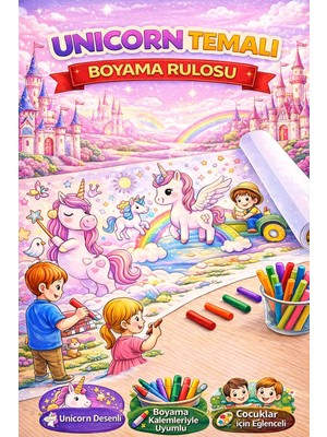 Haydi Dekor🌈Unicorn Masalsı Kahraman 5 Metrelik Büyük Boy Çocuk Boyama Rulosu|Masalsı Unicorn,Gökkuşağı ve Kalp Desenli Sanat Etkinlik Kağıdı|Okul Öncesi Yaratıcılığı Geliştiren Eğitici Boyama Kağıdı