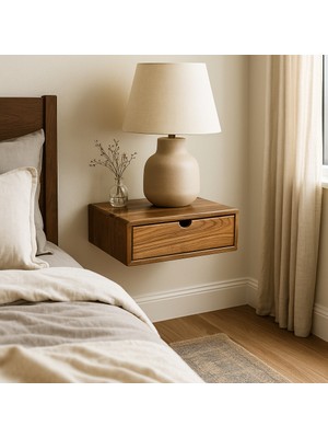Vornom Duvara Monte Çekmeceli Ceviz Komodin - Yatak Odası Dekorasyonu