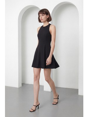 Lafaba Kadın Siyah Halter Yaka Mini Mezuniyet Abiye Elbise