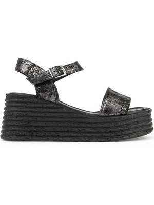 Ziya, Kadın Hakiki Deri Dolgu Topuk Sandalet 161992Z1000 Siyah