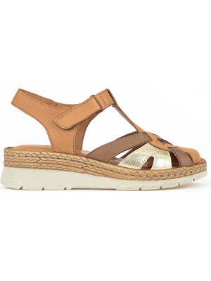 Ziya, Kadın Hakiki Deri Sandalet 1611008Z438 Taba