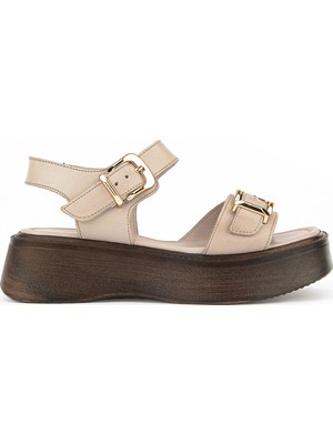 Ziya, Kadın Hakiki Deri Dolgu Topuk Sandalet 161992Z2400 Buz