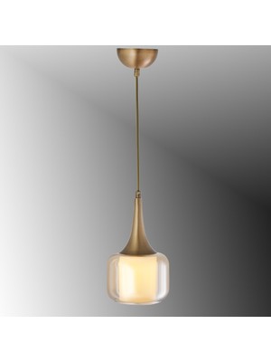 TT603-1-FULLESK Tt Aydınlatma Eskitme Kaplama Tekli Silindir Çift Camlı Avize