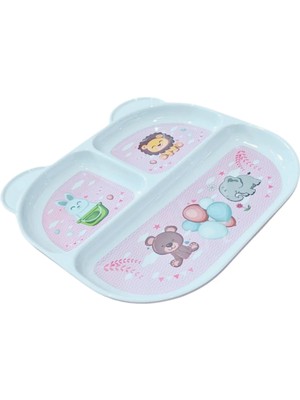 Göreme Melamin Termostar Matt Cat Desenli Bölmeli Tabak Pembe