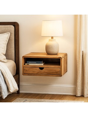 Vornom Duvara Monte Ceviz Ahşap Komodin - Yatak Odası Dekorasyonu