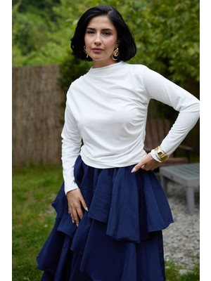 inStyle Omuzu Pileli Beyaz Bluz