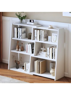 Mobilya Pratik Uzatılabilir Merdiven Raflı Kitaplık Küçük Alanlar Veya Köşeler Için 3 Katlı Merdiven Tipi Alçak Kısa Kitaplık