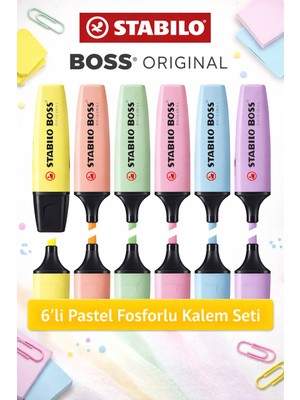 Stabilo Boss Original 6'lı Pastel Fosforlu Kalem Seti – Eğik Kesik Uç 2-5 mm