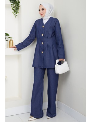inStyle Düğmeli Kot Ikili Takım Lacivert