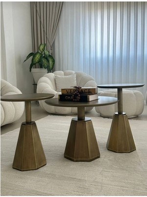 Eks Antik Eskitme Pera  2+1 Set,  Iki Yan Sehpa Bir Büyük Orta Sehpa