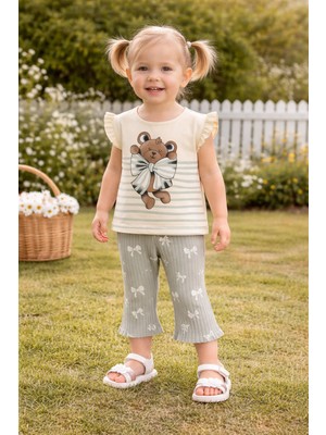 GMG Collection Baby Bear Desenli Tayt Tişört Ikili Takım