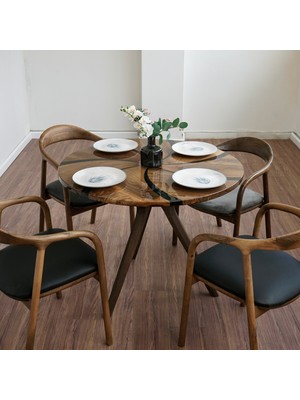 Vornom Yuvarlak Epoksili Yemek Masası - Oturma Odası / Yemek Odası Için