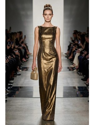 Ayakkabı Fuarı Elit PM37006 Kadın Taşlı Abiye Çanta Altın