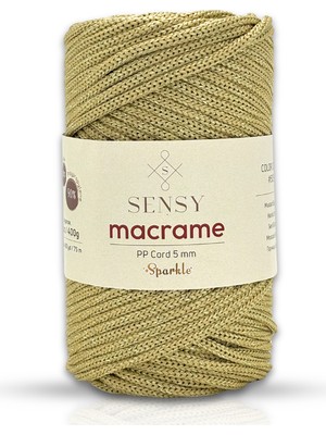 Sensy Simli 5 mm Polyester Makrome Ipi 400 gr Hardal Supla Ip ve Çanta Ipliği