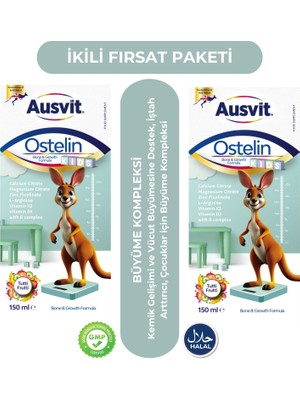 Ausvit Ostelin Kids Bone And Growth Formula -2 Kutu- Büyüme & Kemik Gelişimi Için Takviye Edici Gıda 150ML