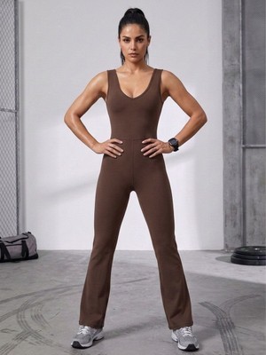 Tria Body Flare Jumpsuit Koleksiyonu Dikiş Detaylı Esnek Spor Tulum (Yoga/fitness/pilates)