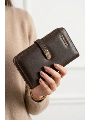 Ayakkabı Fuarı Elit SNMS-2001C Kadın El Çantası Kahverengi