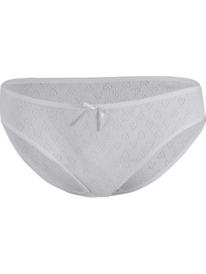 Yeni Yıldız 3575 Beyaz Kalpli Kadın Bikini Külot