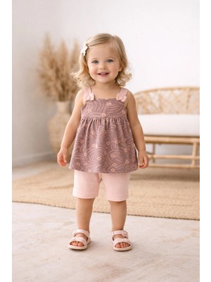 GMG Collection Baby Askılı Şort Tişört 2'li Takım Mor