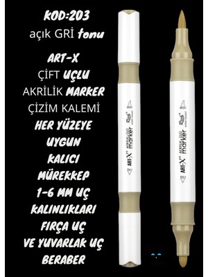 Art-X Çift Uçlu Akrilik Marker Çizim Kalemi Her Yüzeye Uygun Kalıcı Mürekkep 1-6 mm Uç Kalınlıkları