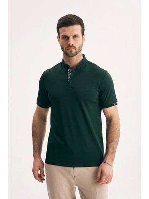 Silvano Erkek Yaka Içi Desenli Premium Slim Fit Polo Yaka Tişört