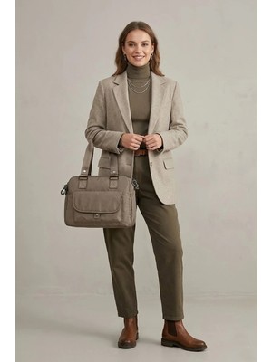 Ayakkabı Fuarı Elit SNMSI-6016T Kadın Suya Dayanıklı Omuz Çantası Taş