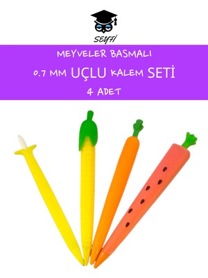 Seyfi Kırtasiye 0.7 Basmalı Kalem Seti Meyveler 4 Adet
