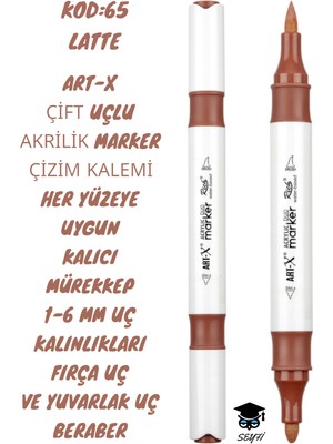 Art-X Çift Uçlu Akrilik Marker Çizim Kalemi Her Yüzeye Uygun Kalıcı Mürekkep 1-6 mm Uç Kalınlıkları