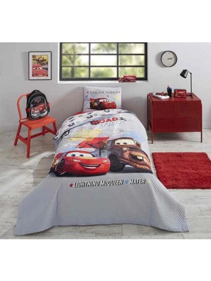 Özdilek Disney Kapitoneli Nevresim Takımı Tek Kişilik  Ranforce Gri Cars Fast