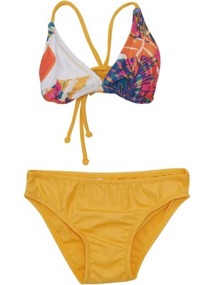 Ruko 2371 Çocuk Çiçekli Üçgen Bikini Takım